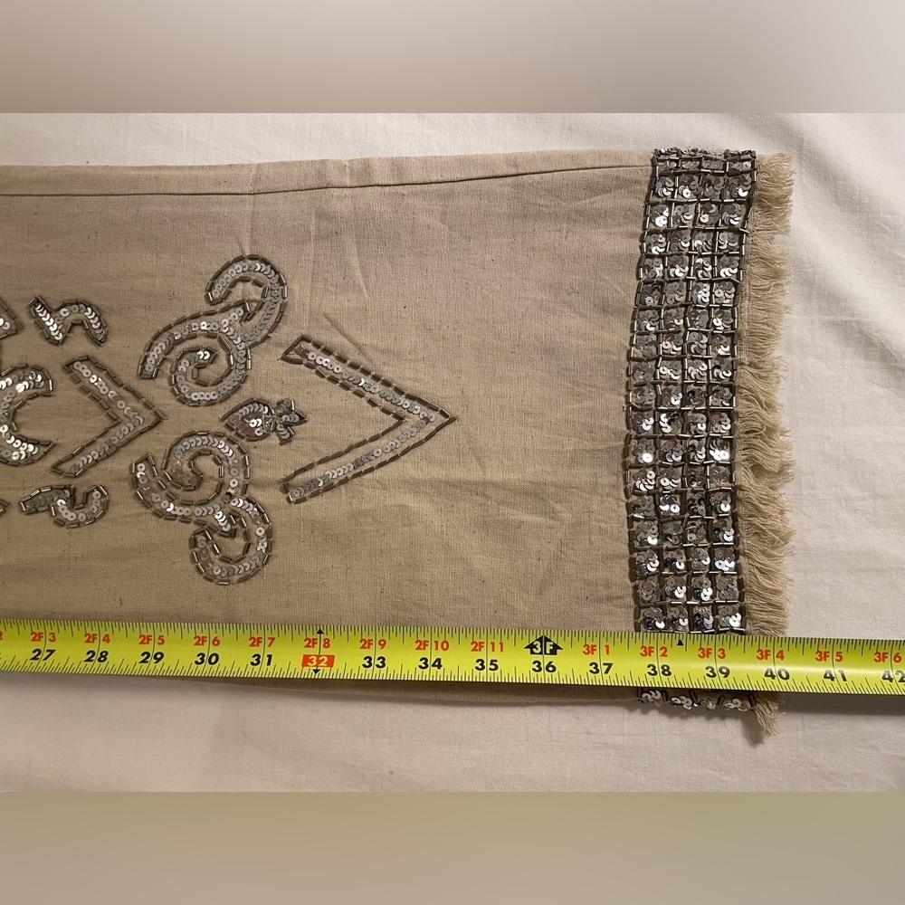 Venus Pants Beaded Linen Blend Bohemian Tan Size 8 - Picture 10 of 16
